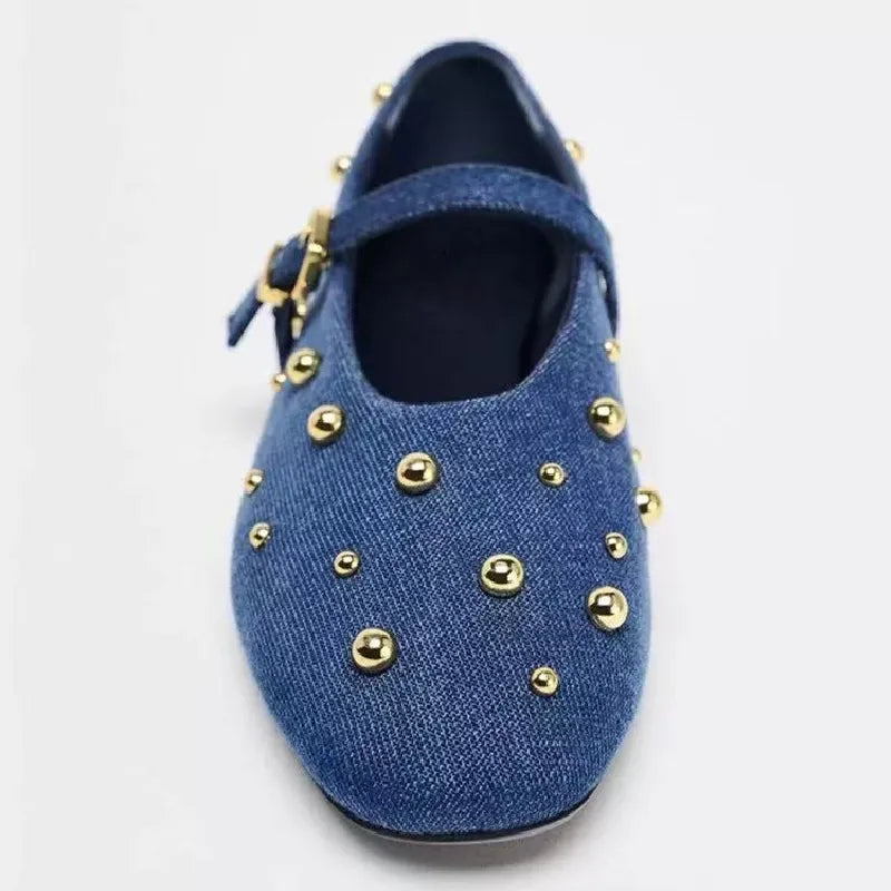 Denim flat shoes